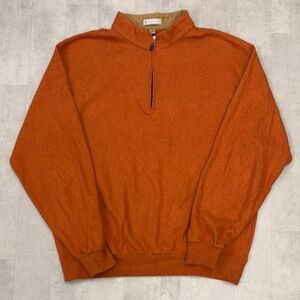 Peter Millar Orange Quarter Zip Pullover